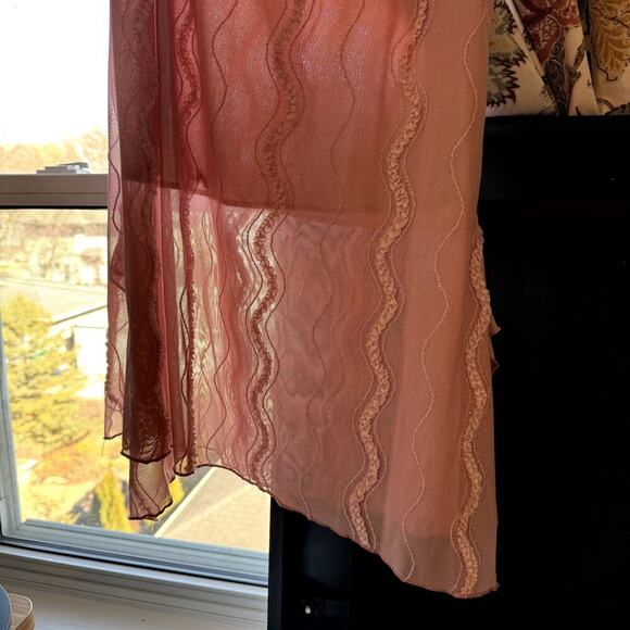 Pink Fairycore Asymmetrical Hem Midi Skirt Women's XL - Picture 4 of 6